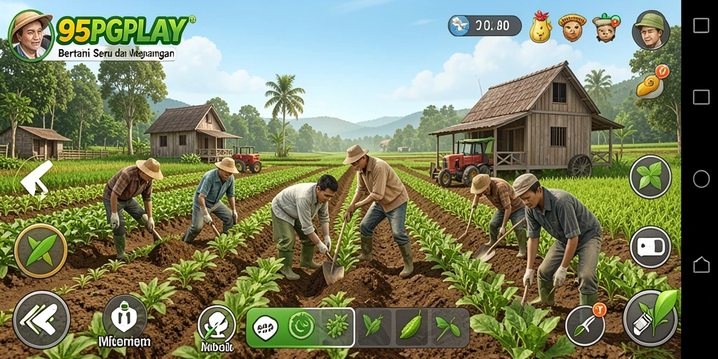Tampilan gameplay 95PGPLAY saat mengelola lahan pertanian.