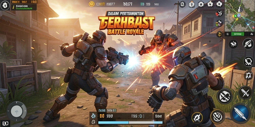Tangkapan layar gameplay C0077 mendebarkan di arena Battle Royale.