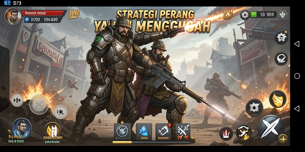 Tampilan gameplay menarik dengan strategi pertempuran yang mendebarkan.