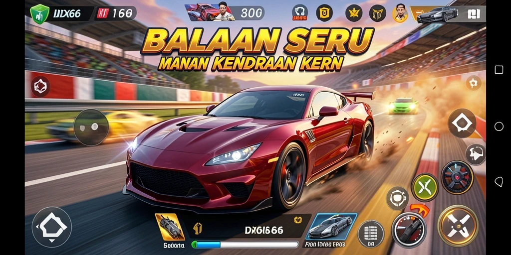 Tangkapan layar gameplay balapan seru di IDX66.