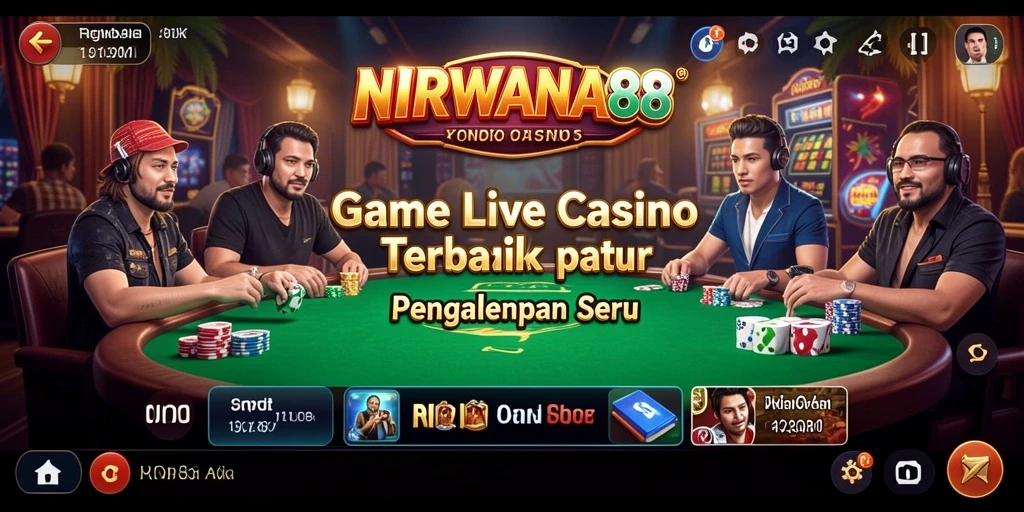 Screenshot gameplay Live Casino NIRWANA88 menunjukkan dealer profesional dan permainan menarik.