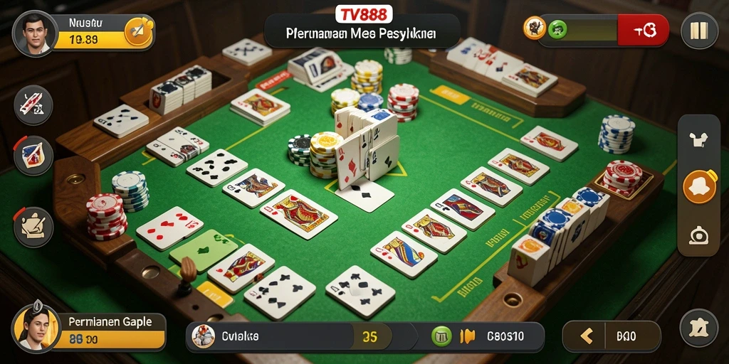 Screenshot gameplay Gaple penuh aksi dalam TV888.