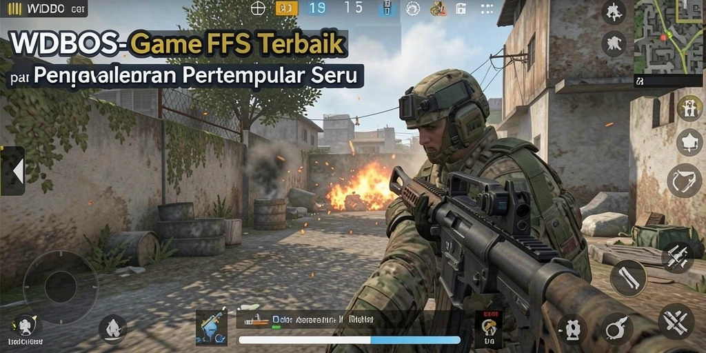 Tampilan gameplay mendebarkan dalam pertempuran FPS intens.